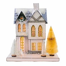 Cody Foster 10.75In Blue Mill House, Paperboard, Village Putz Light Dog Hou304