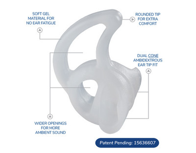 EAR PHONE CONNECTION EP-FUA-LC FIN ULTRA AMBI DOUBLE-SIDED TIP CLEAR LARGE