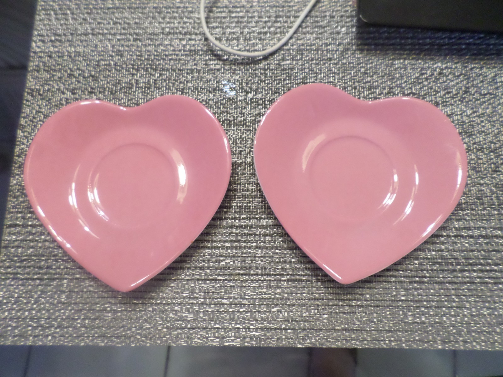 (2) Philippe Deshoulieres Limoges France Heart Saucer Pink READ
