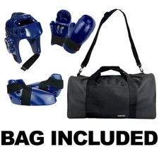 Blue Martial Arts Gear Head Hand Feet guard Taekwondo Karate Sparring Foam Set