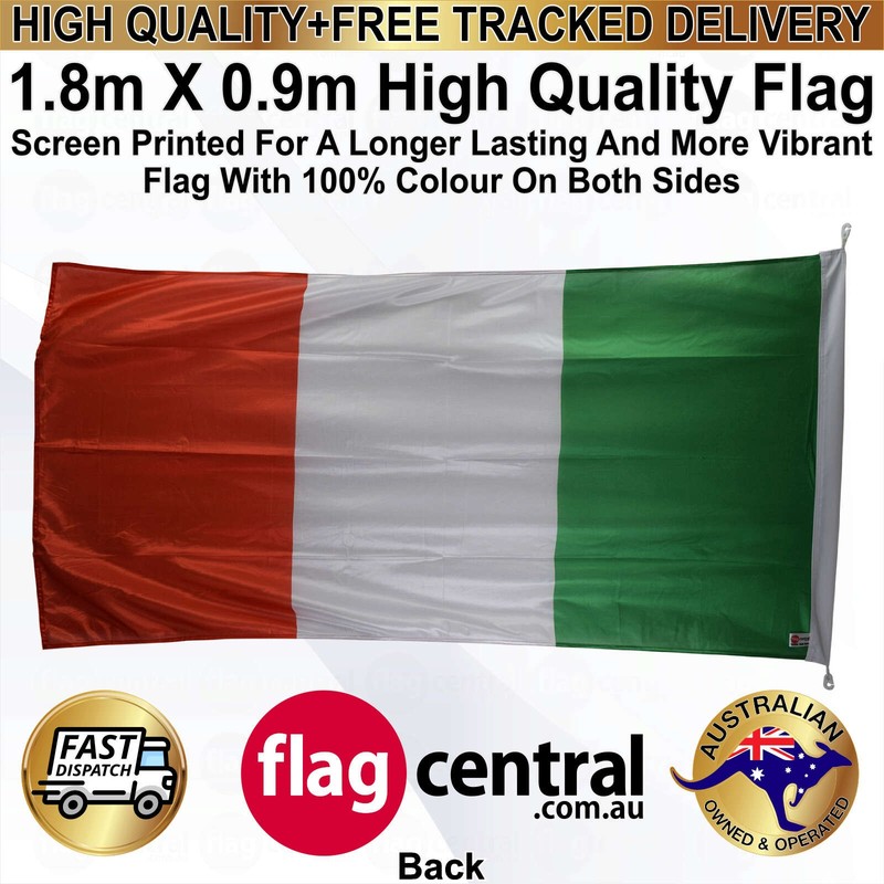 A - Italian National Flag - Green, White, and Red 1.8m x 0.9m - 2