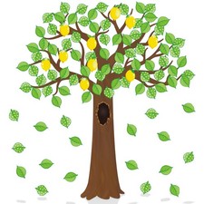 189 PCS Classroom Tree Bulletin Board Set Summer Lemon Leaves Polka Cutouts