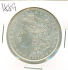1889 UNC Morgan silver dollar, cleaned 90% raw coin.