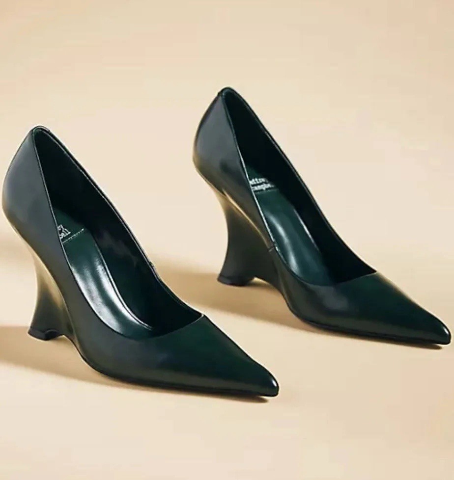 Jeffrey Campbell Shoes SIZE 9 Intrigued Leather Heels Color: Green