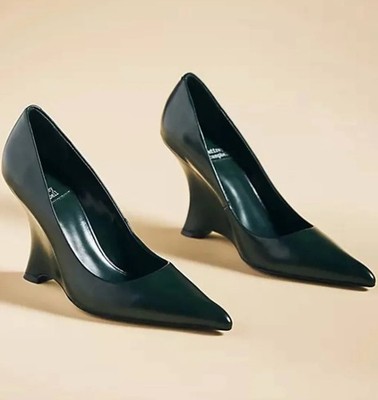Jeffrey Campbell Shoes SIZE 9 Intrigued Leather Heels Color: Green