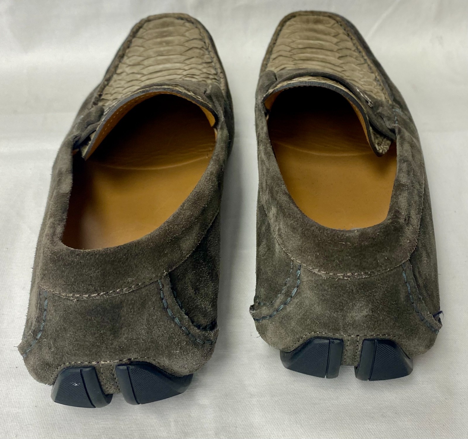 Salvatore Ferragamo Brown Suede Python Driver Loa… - image 5