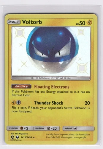 Voltorb SV13/SV94 - Shiny Rare Hidden Fates Shiny Vault Pokemon NM