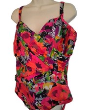 Women's Swimsuit Bathing Suit 22W Tropical Floral Print One Piece Built In Bra