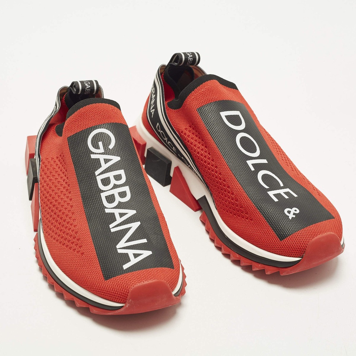 Dolce Gabbana Sorrento Size 41 Red Knit Fabric Slip On Sneakers | eBay