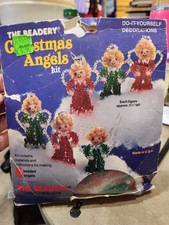 The Beadery Christmas Angels Kit Vintage Beaded Craft Holiday Set Red Green 1988