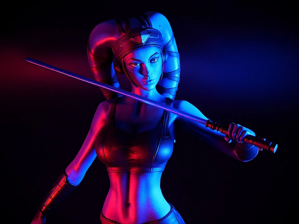 Figura pintada Aayla Secura Star Wars 30 cm 12 pulgadas escala 1/6 Foto 2 de 4