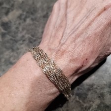 MILOR ITALY 6 STRÄNGE KETTE STERLING SILBER 925 ARMBAND KARABINERVERSCHLUSS FUNKELND 