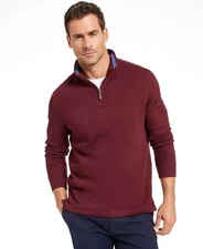 Club Room Men's Quarter-Zip French Rib Pullover Red Plum-Small