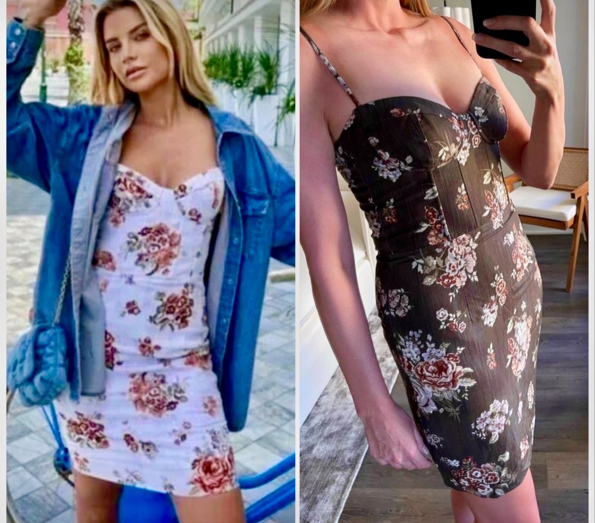 Brock Collection x H&M Lyocell Dark Brown Floral Sexy Slip