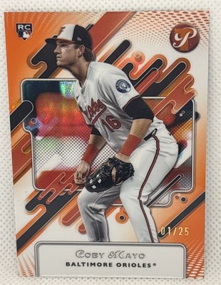 2025 Topps Pristine Coby Mayo Orange Pulsar Refractor 1 /25 RC Baltimore Orioles