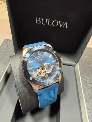 BULOVA - Herrenuhr Man Navy Blau Star Automatic 98A303