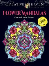 Creative Haven Flower Mandalas : Stunning Designs on a Dramatic Black Backgro...
