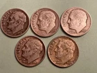 LOT OF 5 SILVER  ROOSEVELT DIMES 1952/54D/56D/63D/64D Uncertifed
