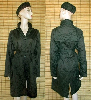 GRÜNBRAUNER REGENMANTEL - RAINCOAT - NYLON - VINTAGE - LILION - GR. M - L - Bild 1 von 2