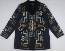 Vintage Pendleton Wool Aztec Southwest Pattern Over Coat Jacket Lined Rare Vtg