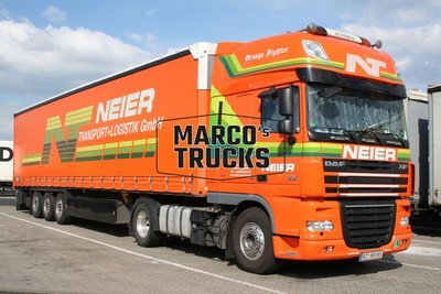 Truck photo DAF XF 105.460 tarpaulin trailer Austria orange NEIER Orange #c4lj