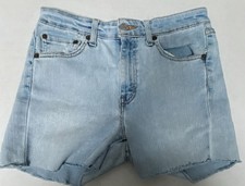 Levi's Girls Denim Cut-Off Shorts Light Blue 7 JR L 519 Low Flare Stretch