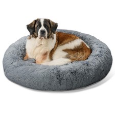 Best Friends by Sheri Original Calming Donut Dog/Cat Bed, Shag Faux Fur, Grey