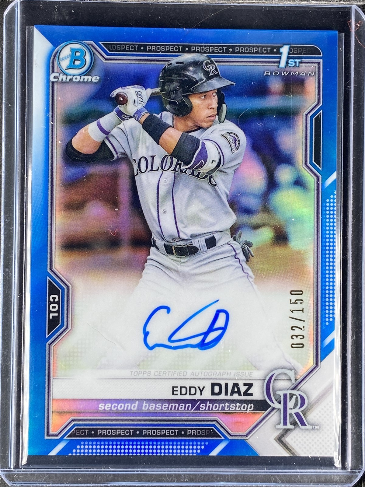 Diaz, Eddy - 2021 Bowman Chrome - 1st Bowman - Autograph - Blue - 32/150