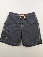 Ralph Lauren Swim Trunks Mens XL Black Logo Lined Pony Y2K