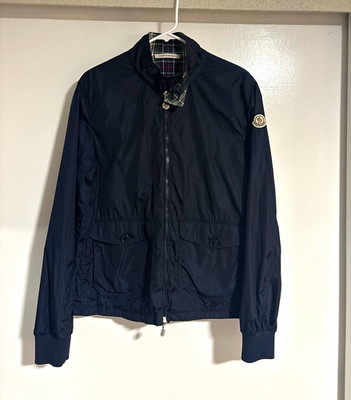 Moncler Men's Navy Full Zip Bomber Jacket Stand-Up Collar Size M Regular