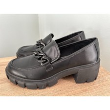Steve Madden Girl Black Chunky Loafers Hoxtonn Platform Shoes Womens size 9