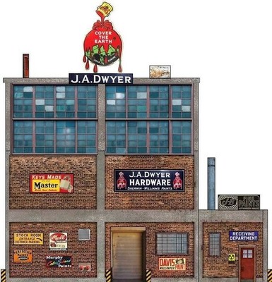 HO Scale Building Background Flat / Front 2D ''Sherwin Chemical 03''. Backdrop.