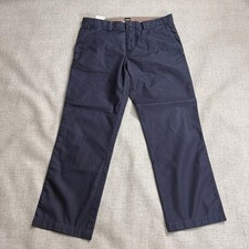 Boss Hugo Boss Crigan Regular Fit Chinos Pants Navy Blue Cotton Men's 32R