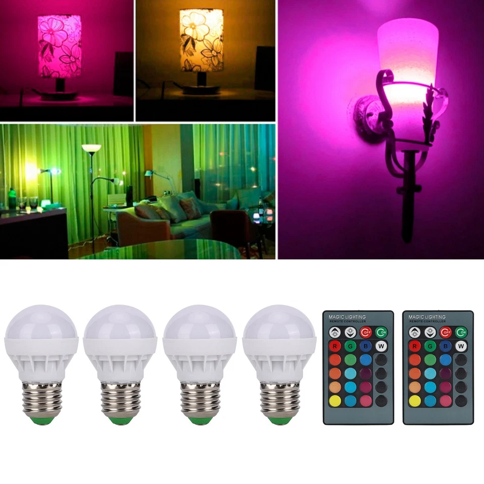 E27RGB Bulb 40W Bulb LED Full Color Bulb RGB Remote Control Bulb G45 (Voltage 85 - Image 3 of 4