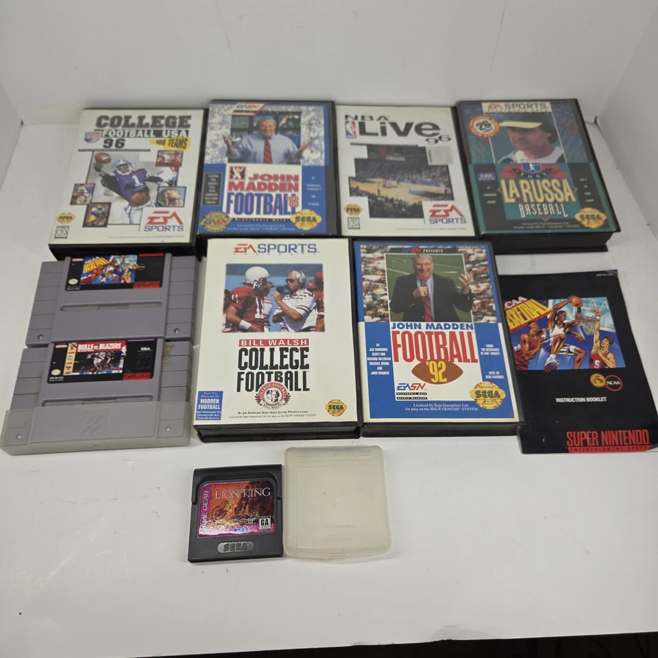 Vtg SNES Sega Genesis Sports Video Games Lot NBA NFL Baseball Lion King Game - Image 2 of 4