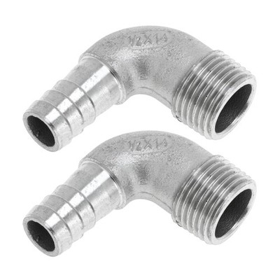 2Pcs Water Air Beard Fittings 1/2'' BSPT Male 35/64'' OD Silver Tone