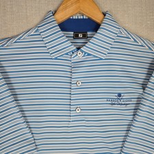 FOOTJOY x HARBOR SHORES LAKE MICHIGAN Mens Medium Polo Shirt Blue Stripe Golf