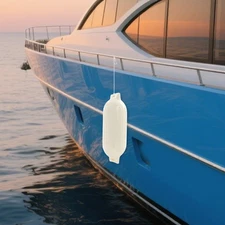 Boat Fenders Inflatable Ribbed Boat Bumpers for Docking White 68*21cm