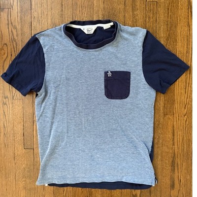 Original Penguin Munsingwear Mens Colorblock Pocket T-Shirt Blue Navy Small