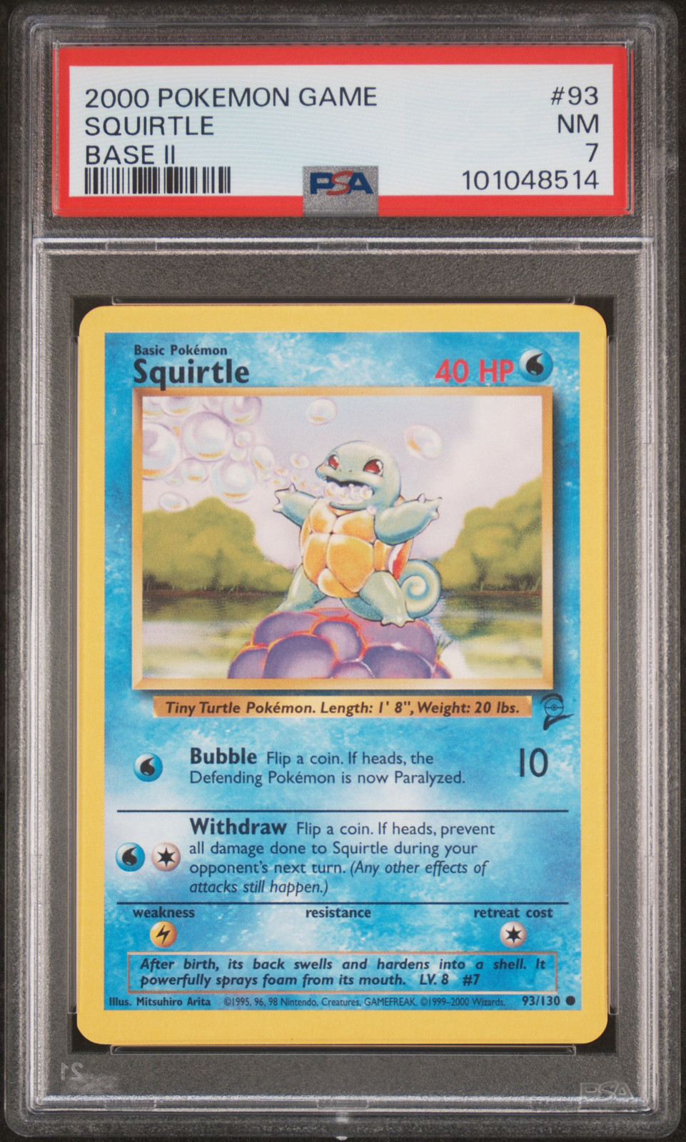 2000 POKEMON BASE SET 2 #93 SQUIRTLE PSA 7 - Main Image