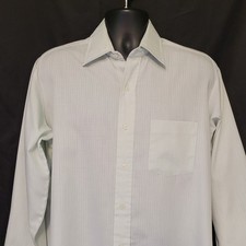 VTG SEARS Perma Prest Mint Green 70s Ripstop Grid Pattern Button Up Shirt Sz L
