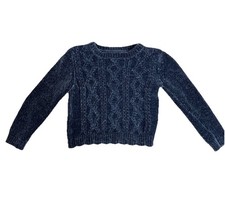 Tommy Bahama Girls Chenille Knit Sweater Blue Size S 5/6 Cable Knit Pullover