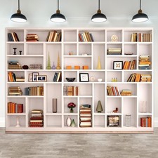 10x8ft Bookshelf Backdrop White Bookcase Modern Office Photography Background...