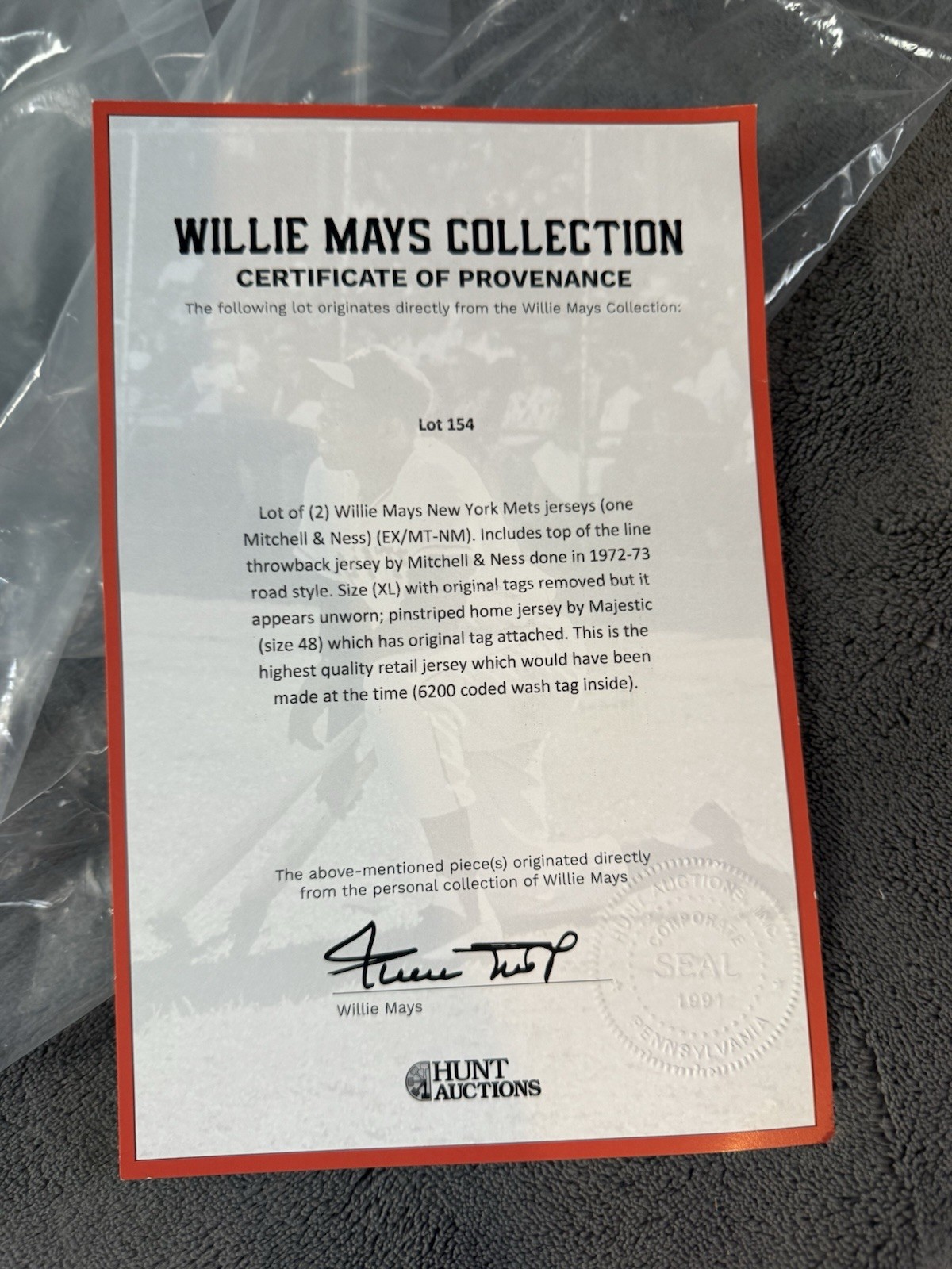 Willie Mays New York Mets Authentic Jersey Size 48 Mays Estate COA - image 5