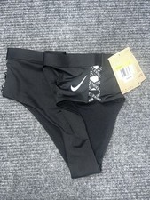 NIKE WOMENS MEDIUM HIGH WAIST BLACK SWIM BIKINI BOTTOM SZ SMALL