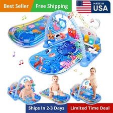Baby Gyms Play Mats with Tummy Time Water Mat, Baby Activity Mat Play Piano G...