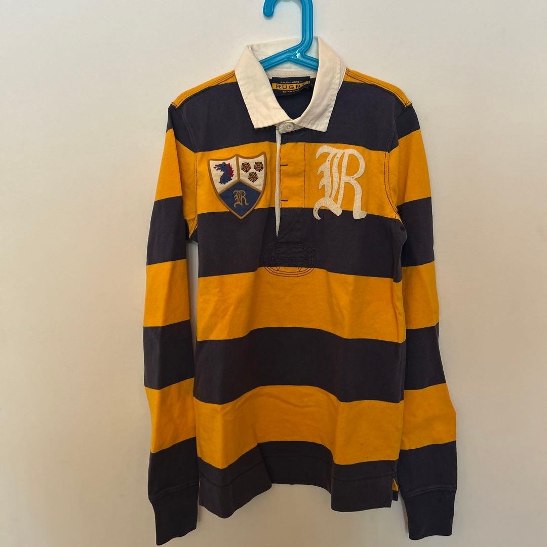 ⛄*️様 【美品】Polo Ralph Lauren Rugby Shirt s Ralph Lauren Rugby Long Sleeve Polo Shirt Navy Yellow Stripes S | eBay