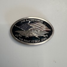 The 2nd Amendment Right To Bear Arms Belt Buckle - American Flag 3" x 2" Oval