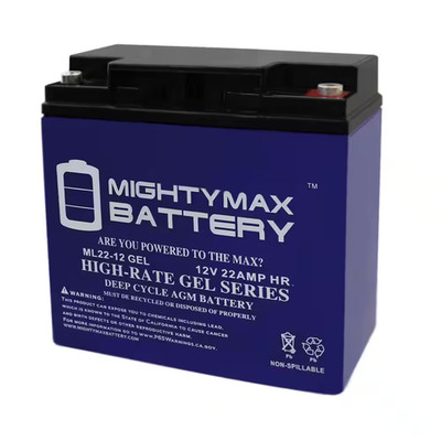 12-Volt 22 Ah Rechargeable GEL Sealed Lead Acid (SLA) Battery