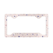 Pink Heart And Star Pattern Metal License Plate Frame Cute Pastel Pink Heart And Star Pattern Metal License Plate Frame Cute Pastel